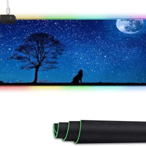Led Gaming Mouse Pad,Large LED Planet Mousepad,RGB Gaming Mouse Pad,14 Lighting Modes,Oversized Thick Light Up Mouse Mat,Giant Desk Pad Keyboard Pad (Color : E, Size : 400x450x4mm)