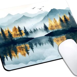 Mouse Pad, Cute Abstract Mountain Forest Mouse Pads for Desk, 9.5" x 7.9" Non-Slip Rubber Base Computer Mousepad with Women, Portable Square Design for Wireless Mouse and Pad Laptop Office & Travel