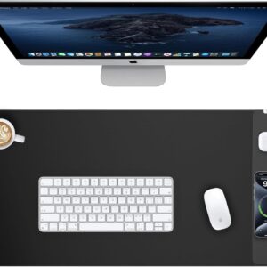 TopMade Mouse Pad with 15W Wireless Charging, Gaming Mousepad Home Office Large Desk Pad with Ultra-Smooth Surface, Non-Slip Base, Waterproof Keyboard Pad, Classic Black Desk Mat