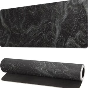 Topographic Contour Extended Big Mouse Pad Large,Gaming Mouse Pad Desk Pad,27.6x11.8 Inch Long Computer Keyboard Mouse Mat Mousepad with 3mm Non-Slip Base and Stitched Edge for Gaming and Office